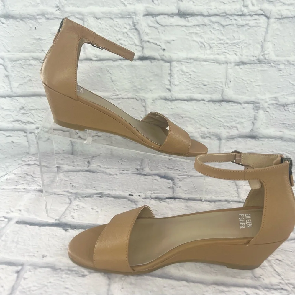 NWOT Eileen Fisher Nude Wedge Sandals